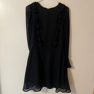 Target A New Day Black Ruffle Front Sparkle Polka Dot Dress